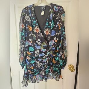 Analili Floral Mini Dress - Black and Multicolor